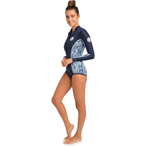 2019 Rip Curl Womens G-Bomb 1mm Long Sleeve Shorty Wetsuit Blue / White WSP7LW